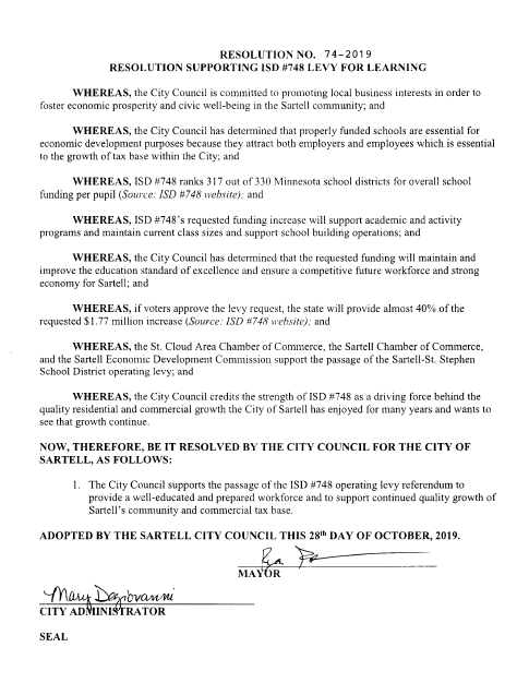 sartell resolution 